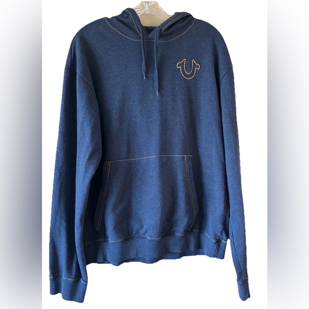 True Religion Unisex Hoodie Classic Buddha Logo, Navy Blue, Large, EUC